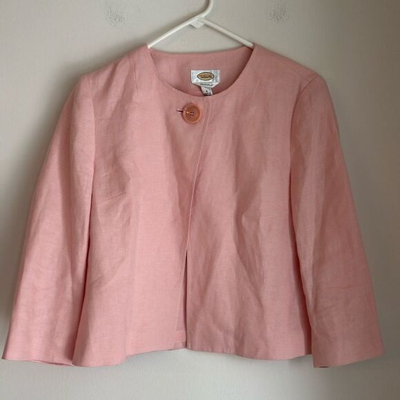 Vintage Talbots 100% Irish linen lightweight cardigan jacket coat pink size 6 - Picture 1 of 9